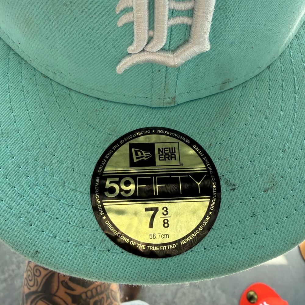 New Era 59FIFTY Detroit Tigers Fitted Hat 7 3/8 Turquoise Blue MLB Cap - Picture 4 of 4